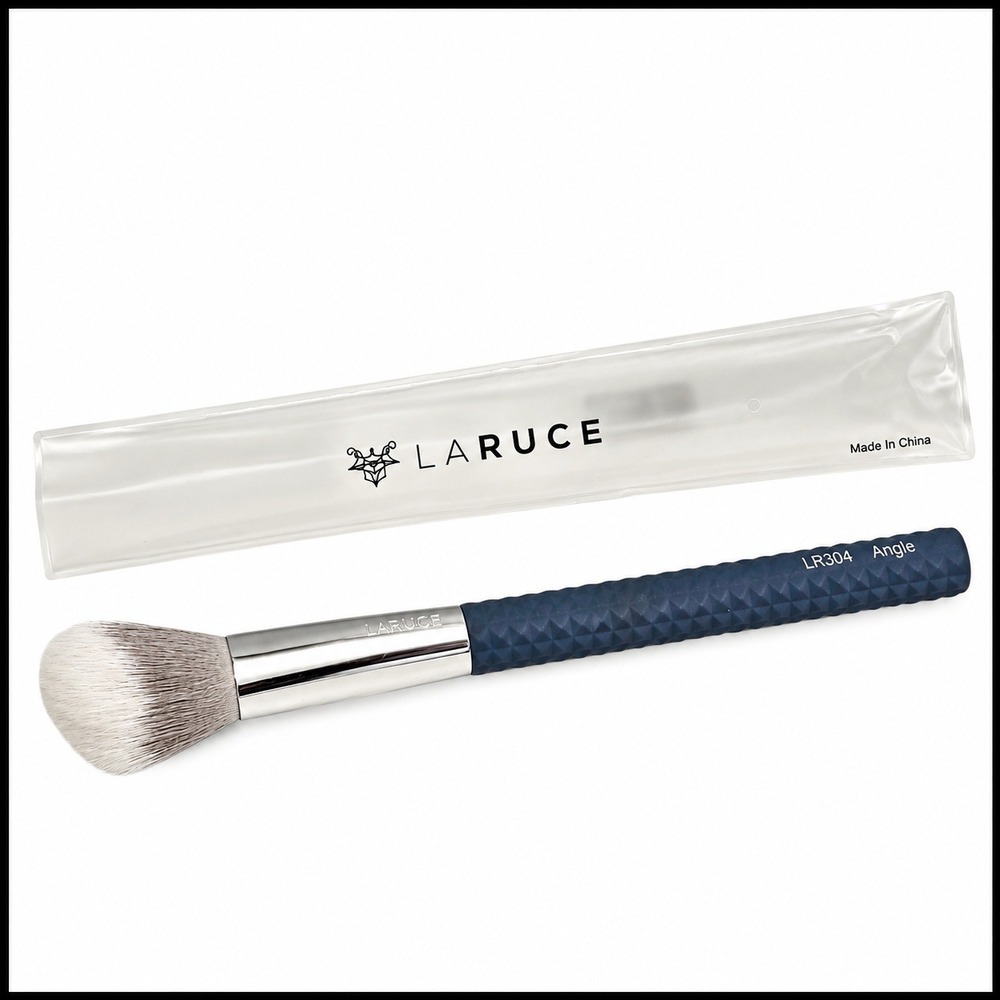 LaRuce LR304 Angle Makeup Brush Blue Handle Face Contour Blush Application